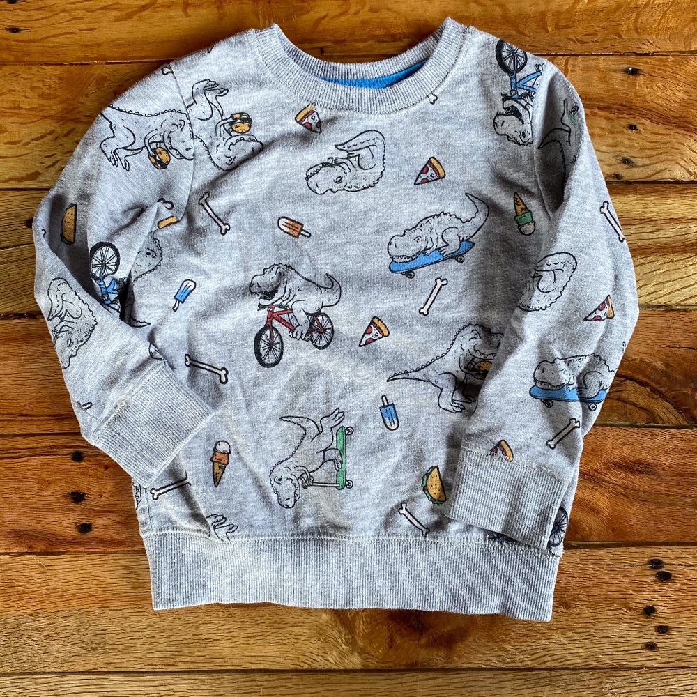 Cat & Jack Dinosaur Crewneck Sweater 3t Boy Pizza
